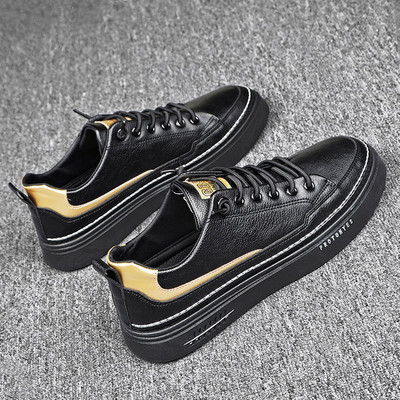 Vīriešu mākslīgās ādas kedas ar krāsainām saitēm un uzrakstu