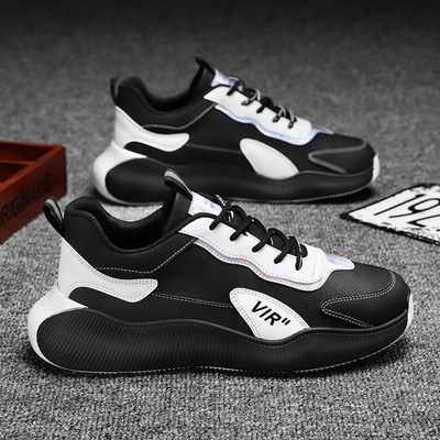 Vīriešu eko ādas kedas ar uzrakstu un šņorēm