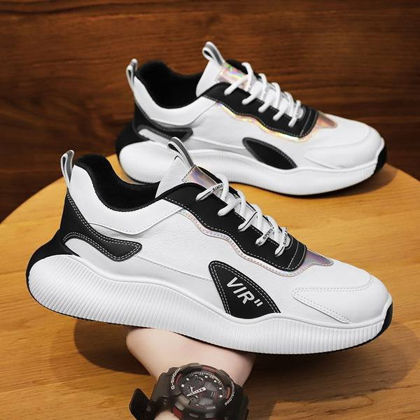 Vīriešu eko ādas kedas ar uzrakstu un šņorēm