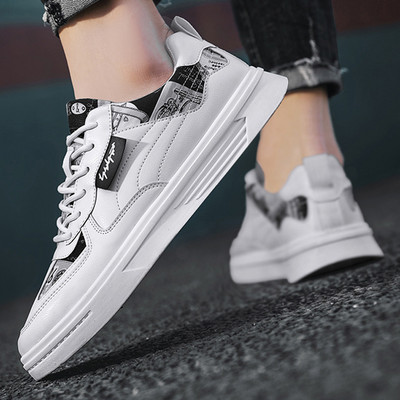 Modernas vīriešu kedas ar apdruku un plakanu zoli vairākās krāsās