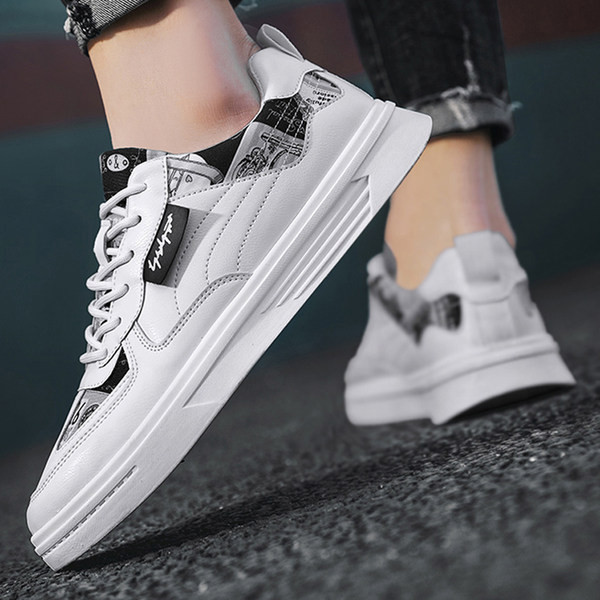 Modernas vīriešu kedas ar apdruku un plakanu zoli vairākās krāsās