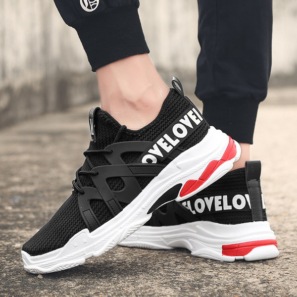 Vīriešu ērtas kedas elpojošas ar izšūtu uzrakstu un mežģīnēm