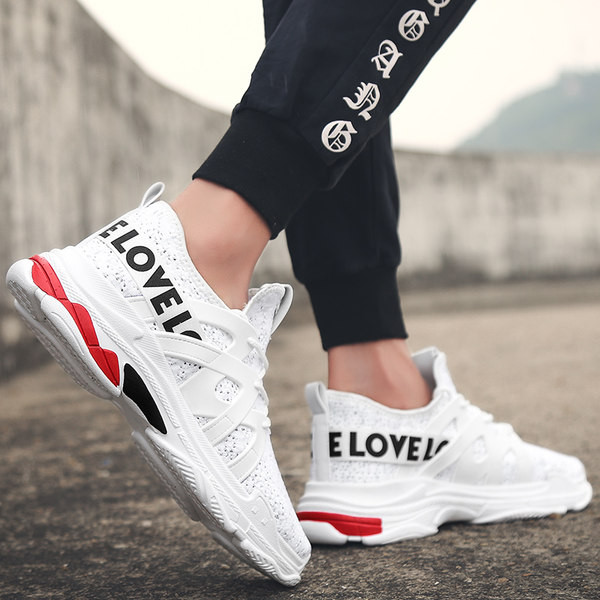 Vīriešu ērtas kedas elpojošas ar izšūtu uzrakstu un mežģīnēm