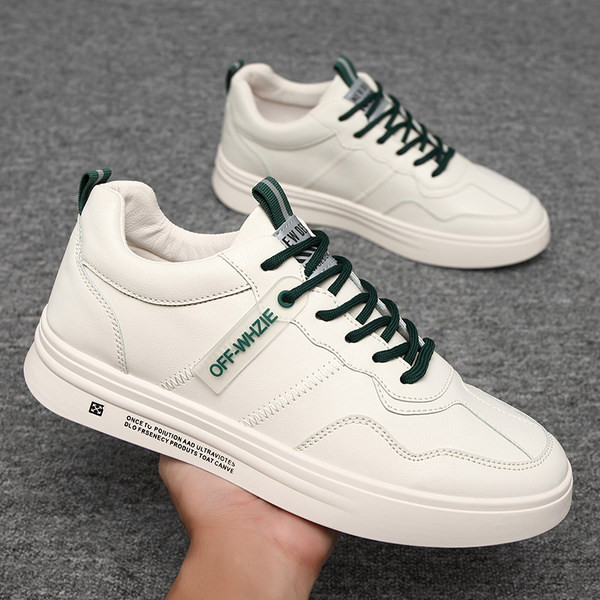 Jauns vīriešu ādas kedu modelis ar plakanu zoli trīs krāsās