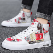 Vīriešu augstās kedas ar krāsainu apdruku - eko āda