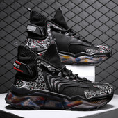 Naujo modelio vyriški aukšti sportbačiai su tinkleliais - trijų spalvų