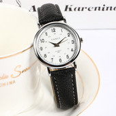 Ūdensizturīgs pulkstenis vīriešiem un sievietēm ar ādas siksniņu