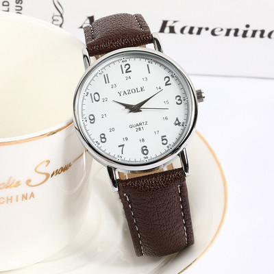 Ūdensizturīgs pulkstenis vīriešiem un sievietēm ar ādas siksniņu