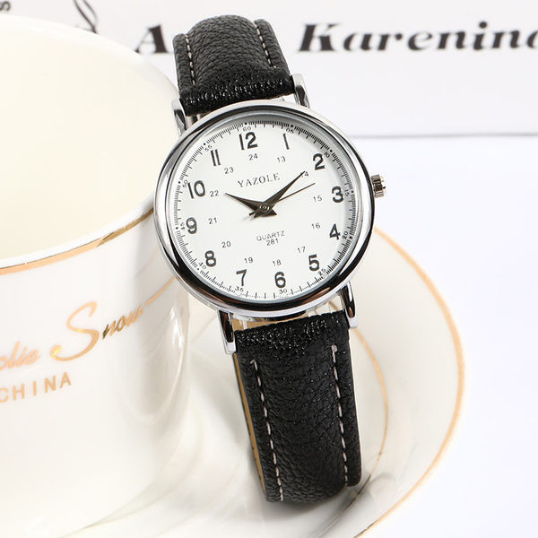 Ūdensizturīgs pulkstenis vīriešiem un sievietēm ar ādas siksniņu