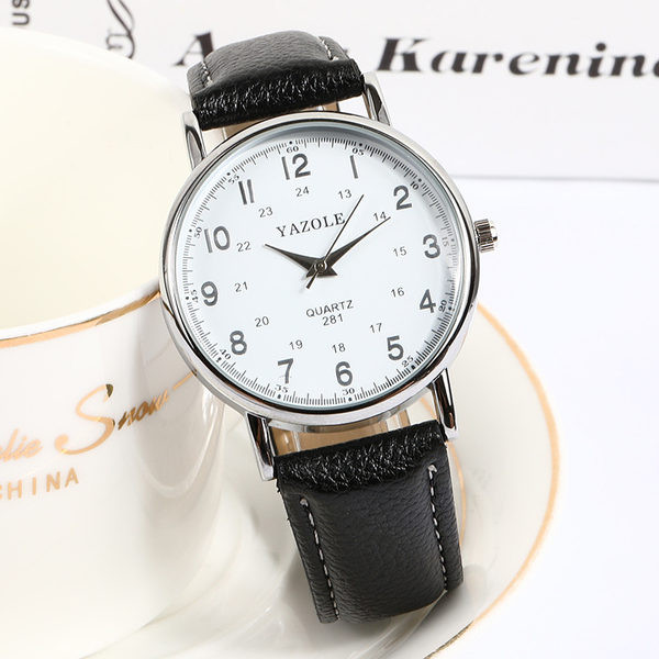 Ūdensizturīgs pulkstenis vīriešiem un sievietēm ar ādas siksniņu