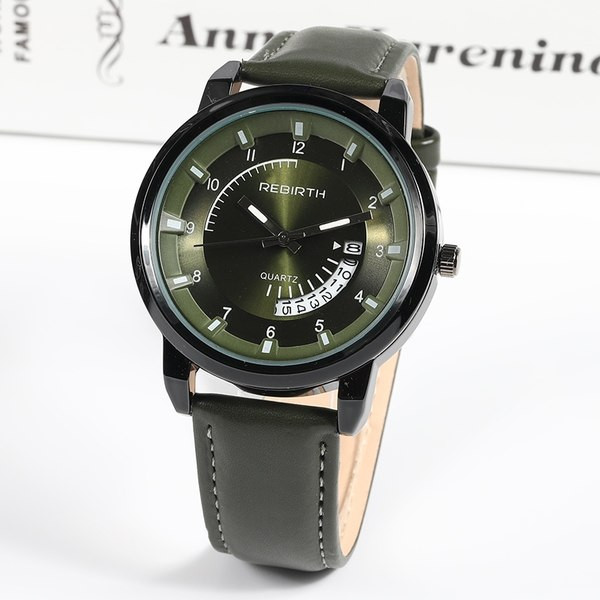 Férfi karóra bőr szíjjal