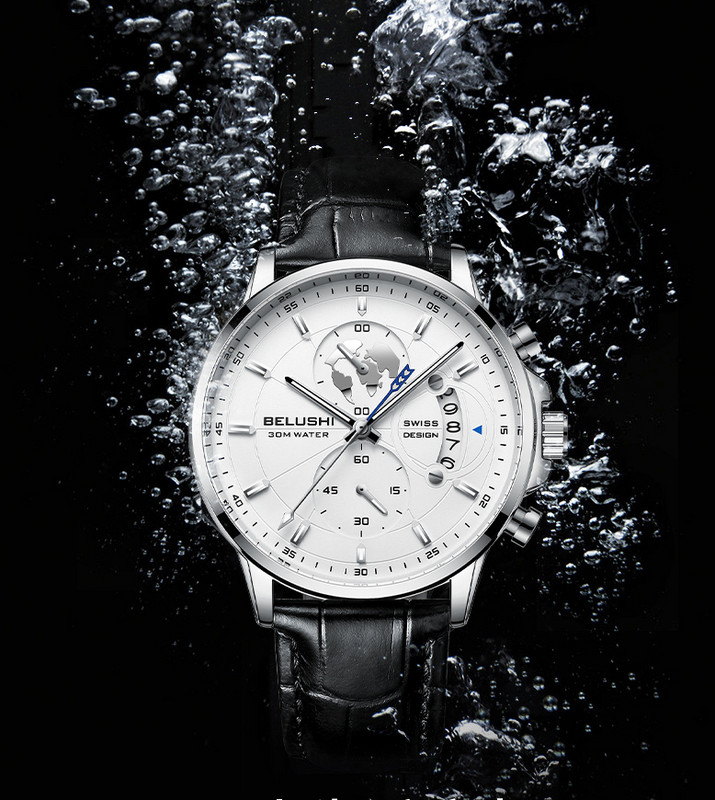 Ūdensizturīgs vīriešu pulkstenis ar ādas siksniņu