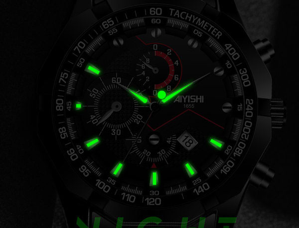 Mūsdienīgs vīriešu pulkstenis ar mirdzošām rociņām