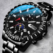 Vīriešu apaļais pulkstenis ar izgaismotām rādījumiem