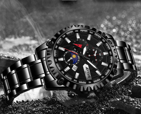 Vīriešu apaļais pulkstenis ar izgaismotām rādījumiem