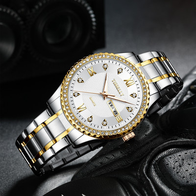 Vīriešu pulkstenis ar dekoratīviem akmeņiem