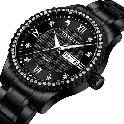 Vīriešu pulkstenis ar dekoratīviem akmeņiem