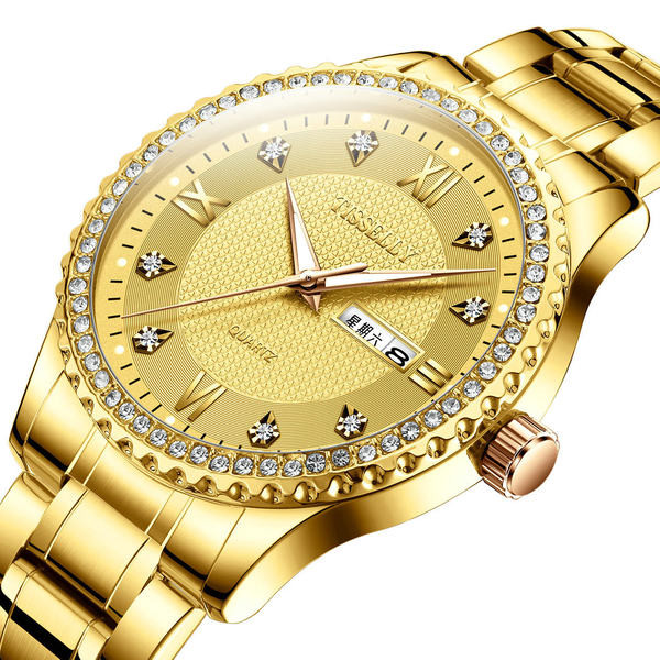 Vīriešu pulkstenis ar dekoratīviem akmeņiem