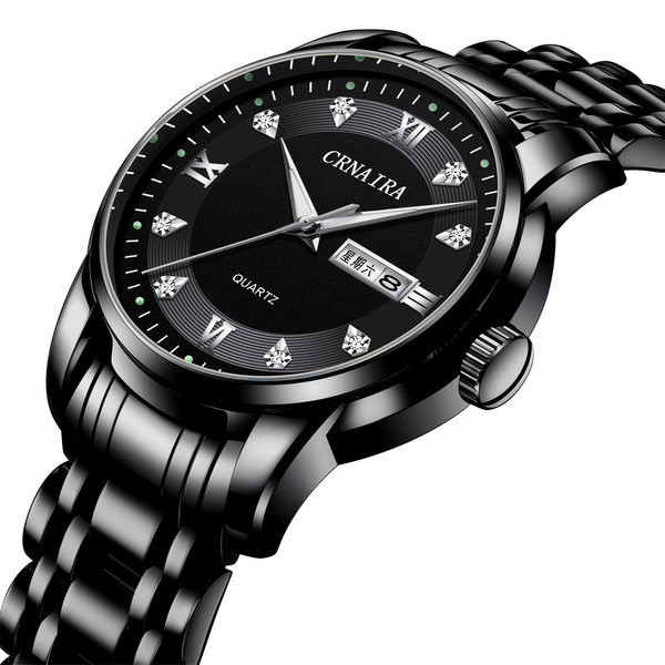 Jauna modeļa vīriešu pulkstenis ar dekoratīviem akmeņiem un kvarca siksniņu