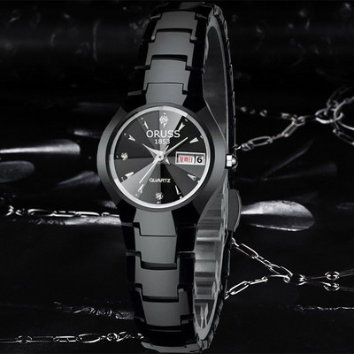 Pulkstenis vīriešiem un sievietēm apaļā formā ar tērauda siksniņu