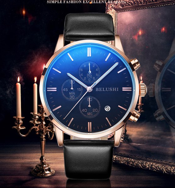 Stilīgs vīriešu pulkstenis ar ādas siksniņu