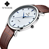 Vīriešu pulkstenis ar ādas siksniņu - apaļas formas