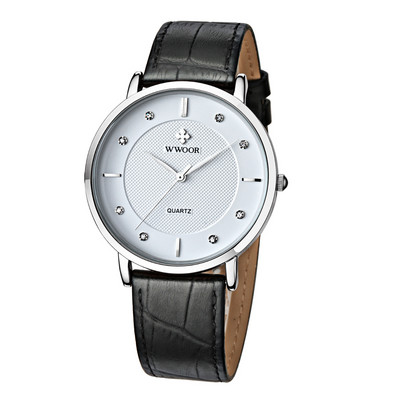 Vīriešu pulkstenis ar ādas siksniņu - apaļas formas