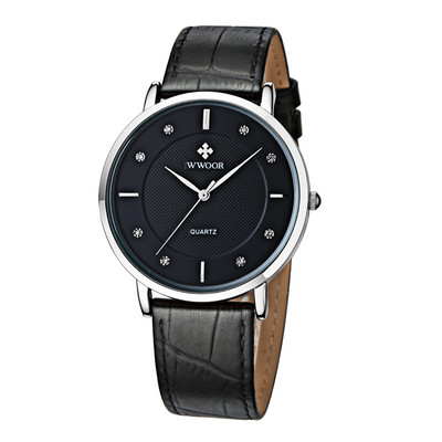 Vīriešu pulkstenis ar ādas siksniņu - apaļas formas