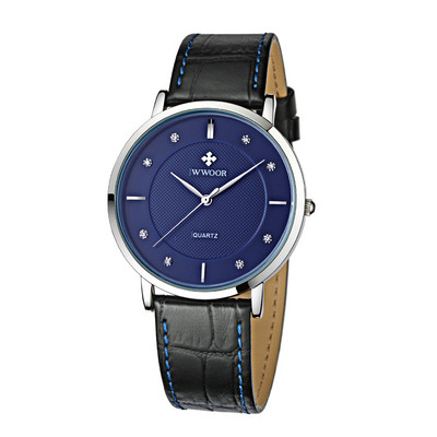 Vīriešu pulkstenis ar ādas siksniņu - apaļas formas