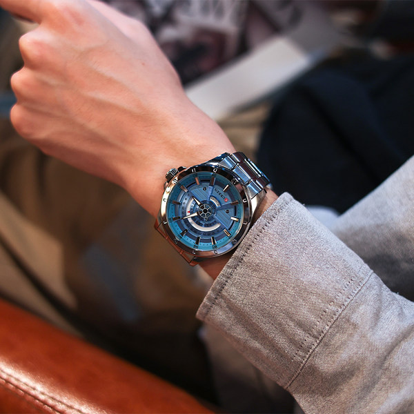 Férfi karóra rozsdamentes acélból - világító