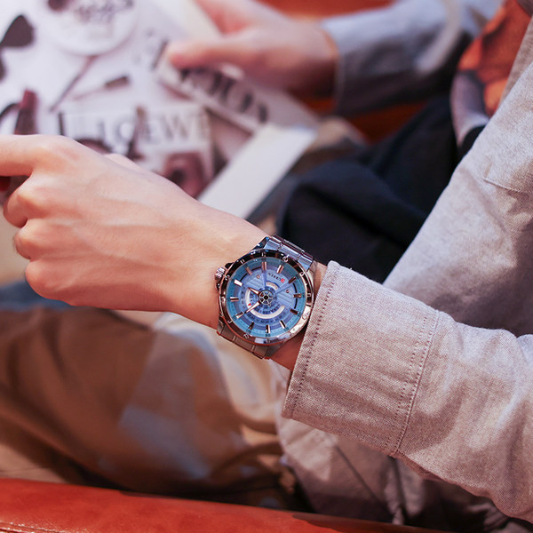 Férfi karóra rozsdamentes acélból - világító