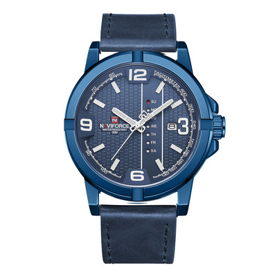 Vīriešu pulkstenis ar ādas siksniņu - apaļas formas