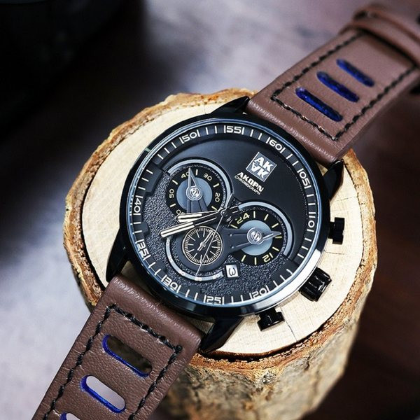 Férfi karóra eko bőr szíjjal