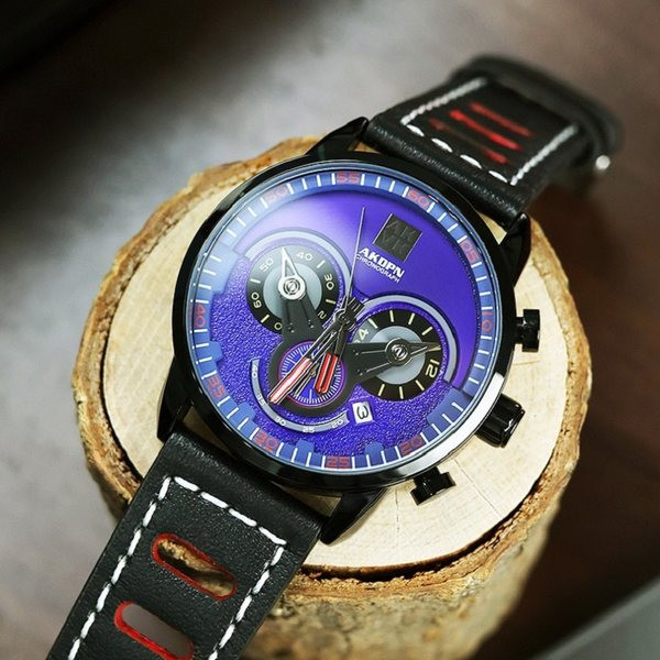 Férfi karóra eko bőr szíjjal