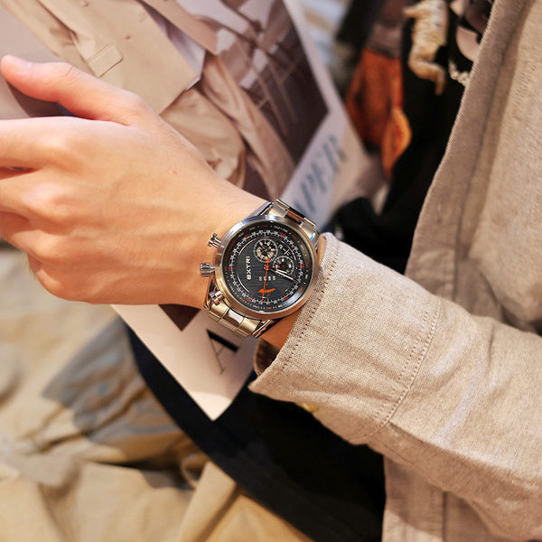 Roostevabast terasest rihmaga meeste käekell