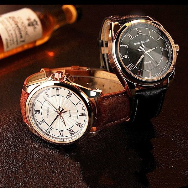 Meeste stiilne ümara kujuga ökonahast suure sihverplaadiga käekell