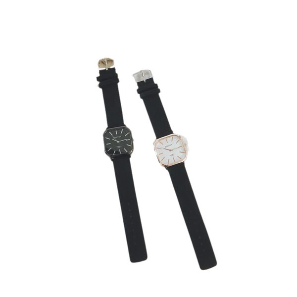 Férfi négyszögletes karóra műbőr szíjjal