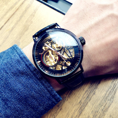 Αυτόματο ανδρικό ρολόι με οικολογικό δερμάτινο λουράκι