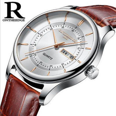 Nahast rihmaga stiilne meeste käekell