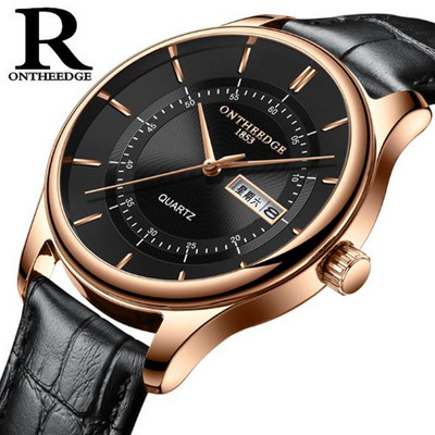 Nahast rihmaga stiilne meeste käekell