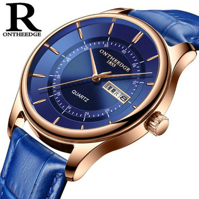 Nahast rihmaga stiilne meeste käekell