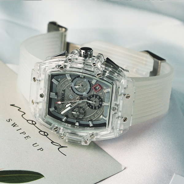 Vīriešu pulkstenis ar gumijas siksniņu - kvadrātveida modelis