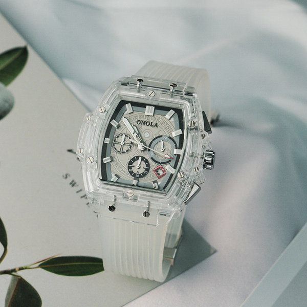 Vīriešu pulkstenis ar gumijas siksniņu - kvadrātveida modelis