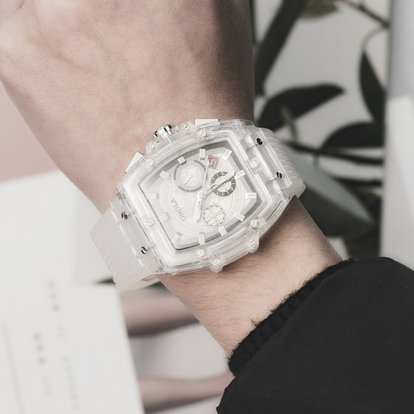 Vīriešu pulkstenis ar gumijas siksniņu - kvadrātveida modelis