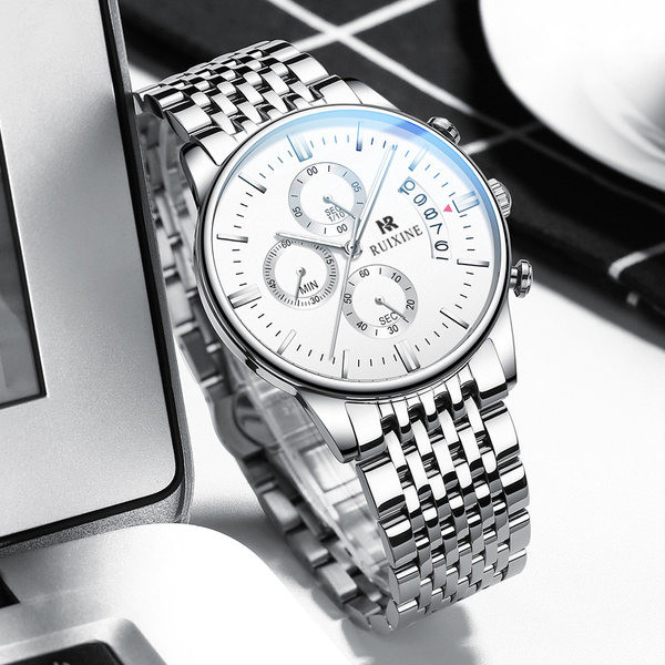 Roostevabast terasest rihmaga meeste käekell