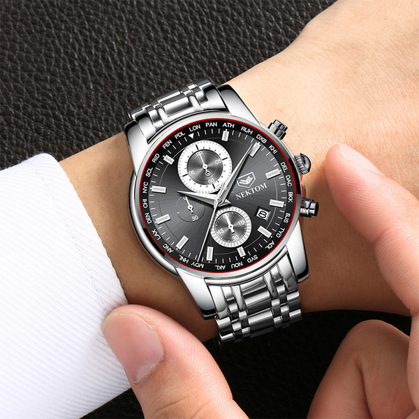 Ümmarguse kujuga terasrihmaga meeste käekell