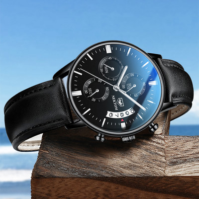 Модерен мъжки часовник с каишка от еко кожа