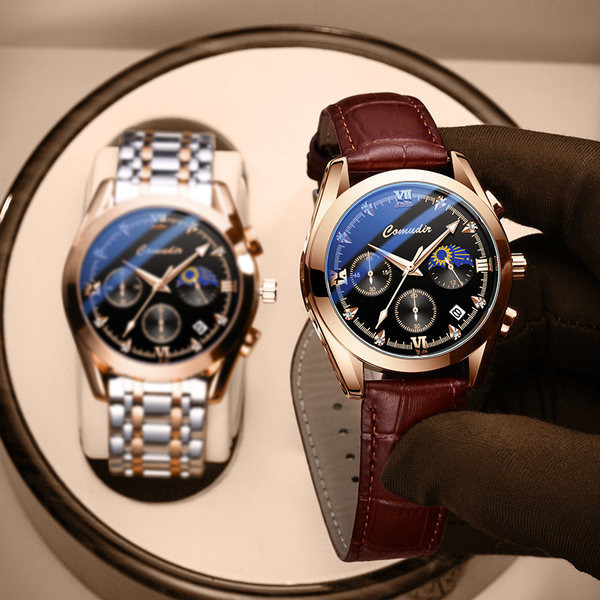 Elegáns férfi karóra eko bőrből vagy fémből készült szíjakkal