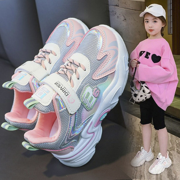 Casual αθλητικά παπούτσια για κορίτσια από οικολογικό δέρμα και πλέγμα