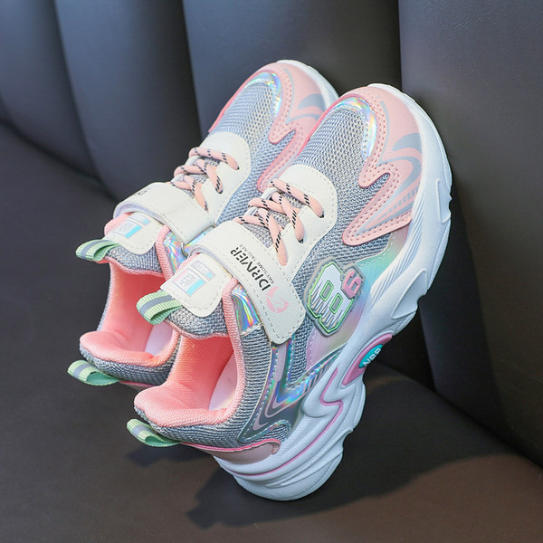 Casual αθλητικά παπούτσια για κορίτσια από οικολογικό δέρμα και πλέγμα